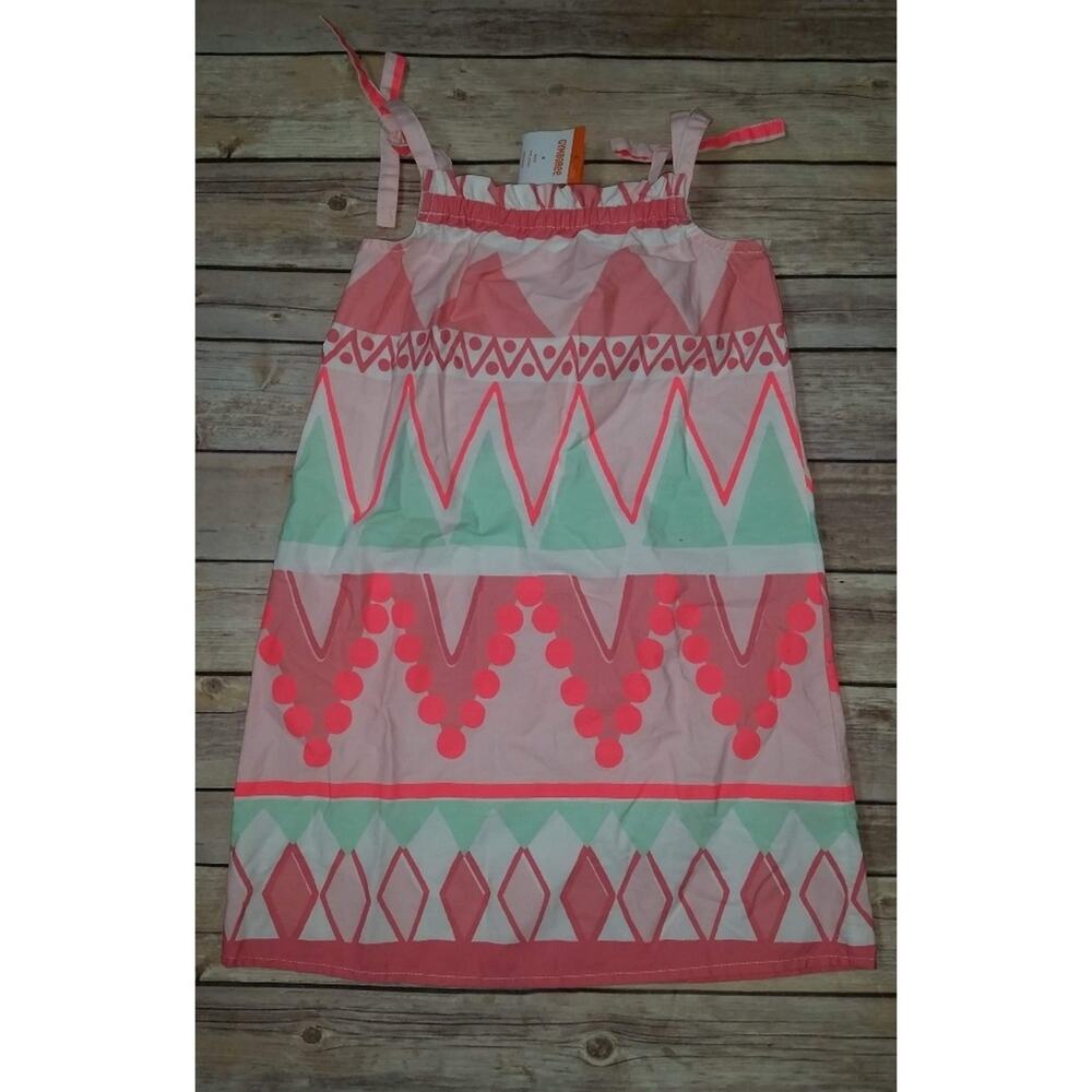 Gymboree Island Cruise Neon Geometric Pink Green White Sundress Size 6